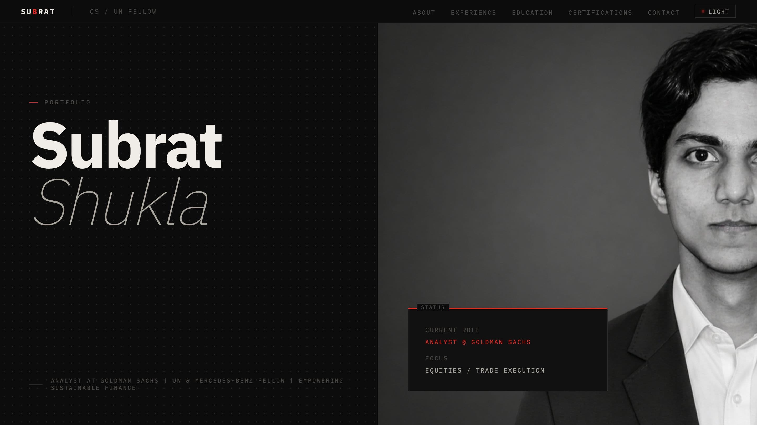 Subrat Portfolio homepage